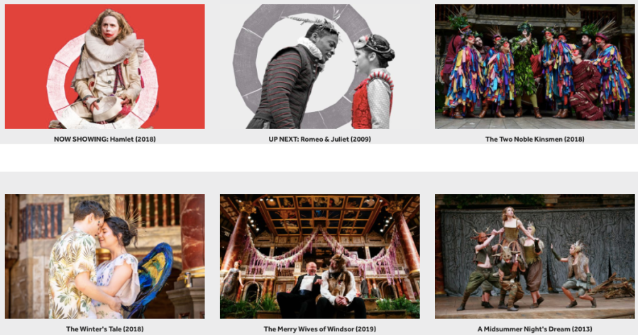 shakespeares globe youtube premieres